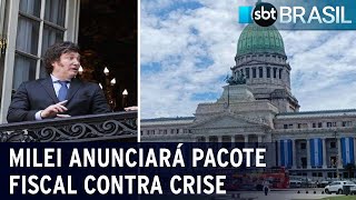 Milei anunciará pacote fiscal contra crise na Argentina ao assumir presidência SBT Brasil091223 [upl. by Ahsinrat]