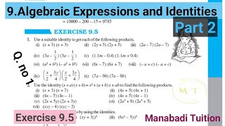 8th class maths Chapter 9Algebraic Expressions and Identities Exercise 95 Q no 1 part 2NCERT [upl. by Lyrac422]