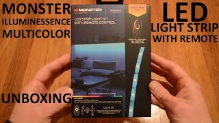 Unboxing Monster IlluminEssence RGB Multicolor LED Strip Light Starter Kit With RF Remote Control [upl. by Enamrahc527]