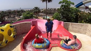 Rapid Pink Water Slide at Aqualand Costa Adeje [upl. by Ahsiem]