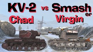 WOT Blitz Face Off  KV2 vs Smasher [upl. by Ait226]