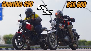 Guerrilla 450 vs BSA GoldStar 650 Drag Race [upl. by Maxa]