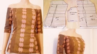 How to make Off Shoulder blouse Fitted and Padded Off shoulder blouseOff shoulder Top [upl. by Beatrix449]