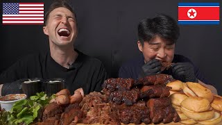 North Korean Try AMERICAN BBQ for the First Time MUKBANG ASMR [upl. by Sirromal119]