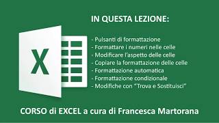 EXCEL tutorial 4 Formattare le celle in Excel [upl. by Aisauqal]