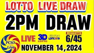 PCSO LOTTO 2PM LIVE DRAW TODAY NOVEMBER 142024 [upl. by Richara]