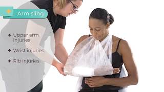 How to put on a sling  Arm Sling amp Elevation Sling  First Aid  iHASCO [upl. by Llemmart378]