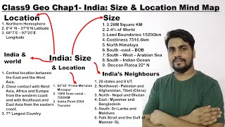 Class 9 Geography Chapter 1 Mind Map  India Size and Location [upl. by Kenta]