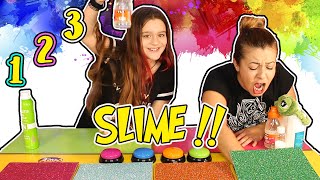 1 2 3 SLIME Remember  UN DOS TRES SLIME challenge  Slime con Marta y Tania [upl. by Gabbert]