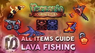 ALL LAVA FISHING ITEMS in Terraria 14 Journeys End Full Guide New Lava fishing Terraria [upl. by Odnalro]