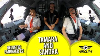 Most FUN Pilots Tamara amp Sandra flying brandnew Helvetic Embraer E2 to Kos TOP Views AIRCLIPScom [upl. by Lemhaj394]