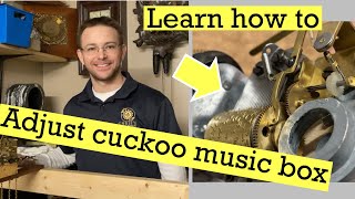 Cuckoo Clock Repair  How the Cuckoo Music Box works and how to adjust in detail [upl. by Ecnarretal991]