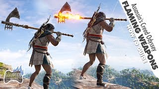 How To Craft Your Own Flaming Fire Weapons  Assassins Creed Odyssey ♫ [upl. by Ater]