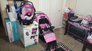 Disney Minnie Mouse stroller car seat open box amp assembling [upl. by Stich]