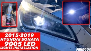 20152019 HYUNDAI SONATA 9005 LED LIGHTS LOW BEAM HEADLIGHT BULB INSTALLATION [upl. by Yerkovich]