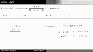 Zadanie 14  matura z matematyki równanie wymierne zestaw 1 [upl. by Kore461]