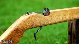 DIY Slingshot  Powerful And Accurate Wooden Slingshot Easy To Create [upl. by Gimble]