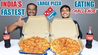 2 X LARGE DOMINOS PIZZA EATING CHALLENGE  Dominos Large Pizza Eating Competition  Food Challenge [upl. by Seyer]