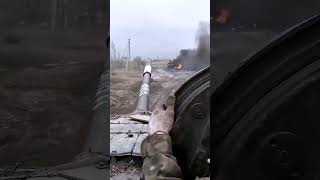 Russian soldiers flee after their T80 tank is hit by Javelin missile [upl. by Cutlerr864]