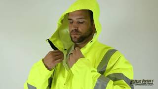 Grundens Unisex RWWJ High Visibility Waterproof Hooded Rain Jacket [upl. by Shani]