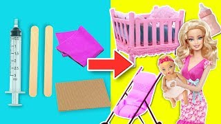 MUEBLES y ACCESORIOS MINIATURA para la BEBE de BARBIE 🍼👶🏻 Manualidades Fantásticas [upl. by Riancho762]