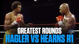 Marvin Hagler vs Tommy Hearns Round 1  GREATEST ROUND OF BOXING  ON THIS DAY [upl. by Hanschen892]