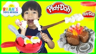 Ryan plays Play Doh Campfire Picnic Playset toys for kids [upl. by Duong]