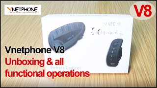 VNETPHONE V8  UNBOXING amp ALL FUNCTION OPERATION  MOTORCYCLE HELMET BLUETOOTH INTERCOM [upl. by Asehr40]