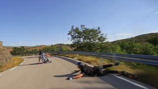 Downhill Skater CRASHES into guardrail at HIGH SPEED [upl. by Gerrie]