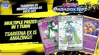 New Paradox Rift Tsareena Ex With Meowscarada Ex Combo Pokemon TCG [upl. by Luoar]