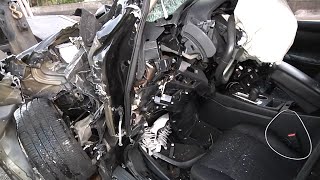 Fatal WrongWay HeadOn Vehicle Crash  Body Entrapped In Wreckage Of Car  Close Up Video At End [upl. by Drannek]