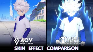 Killua Zoldyck AOV VS Killua Zoldyck MLBB  Skin Effect Comparison  Hunter X Hunter Collab [upl. by Colinson]