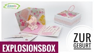 Mini Explosionsbox ca 5 cm zur Geburt Baby DIY IDEE mit Papier Tutorial  deutsch [upl. by Linnie704]