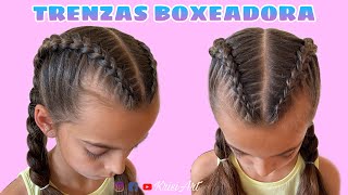 TRENZAS BOXEADORA PASO A PASO  COMO HACER TRENZA HOLANDESA  PEINADO PARA NIÑAS [upl. by Oile]