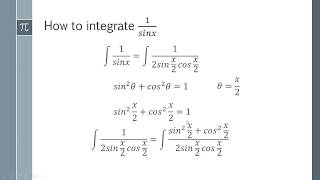 How to integrate 1sinx [upl. by Saidee]