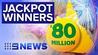 Two Queenslanders share 80m Oz Lotto jackpot  Nine News Australia [upl. by Doownelg]