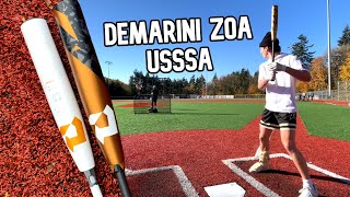 2022 DeMarini ZOA vs DeMarini CF  USSSA Baseball Bat Review [upl. by Ahsaelat]