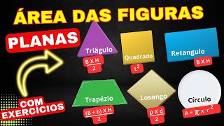 ÁREA DAS FIGURAS PLANAS formulas e exercícios [upl. by Joli]