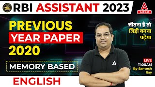 RBI Assistant Previous Year Question Paper 2020  RBI Assistant English by Santosh Ray [upl. by Nerb95]