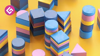 Dynamic Stacked Objects in C4D and XParticles  Cinema 4D Tutorial Free Project [upl. by Eyoj]