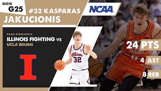 KASPARAS JAKUCIONIS 24 PTS 8 REB amp 4 AST Illinois Illini vs UCLA Bruins [upl. by Ora]