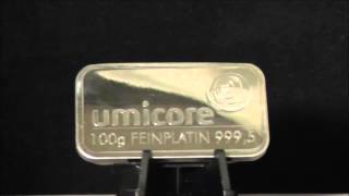 Umicore 100 Gram Platinum Bar 9995 [upl. by Enedan]