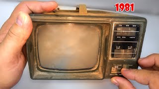 Restoration Mini TV produced in 1981 Antique television restore Restore old Mini TV [upl. by Edialeda]