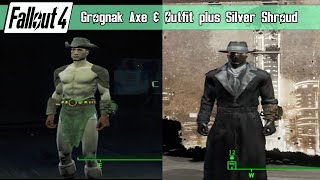 Fallout 4  Grognak Axe amp Outfit plus The Silver Shroud Outfit Guide [upl. by Stanwinn4]