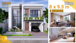 Modern House Design  8 x 95 meter  2 Storey With 3 Bedrooms [upl. by Cran]