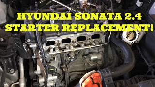 How to replace the starter in a 24L Hyundai Sonata [upl. by Eilyab174]