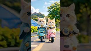 A cat that rides a bicycle and cooks cat pets funny animals cutecat cute [upl. by Ecile137]