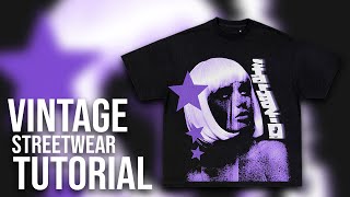 HOW TO DESIGN VINTAGE STREETWEAR GRUNGE  PHOTOSHOP TUTORIAL [upl. by Ylrebmic585]