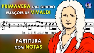 Primavera  Vivaldi  Partitura com Notas Flauta Doce Violino e Playback Piano As Quatro Estações [upl. by Remus620]