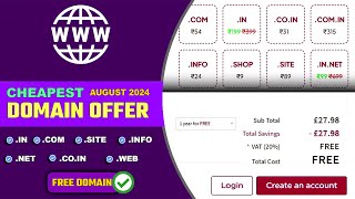 🌐Cheap Domain Name Offer  Cheapest Domain Offer August 2024 [upl. by Ahtaga749]